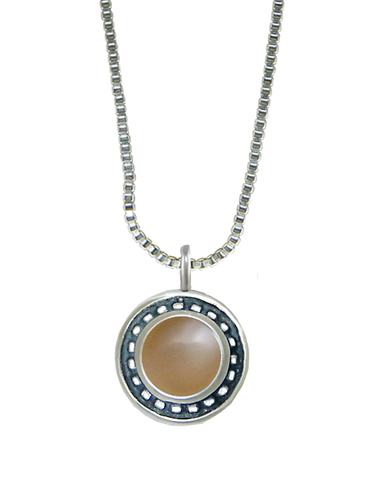 Sterling Silver Little Peach Moonstone Pendant Necklace